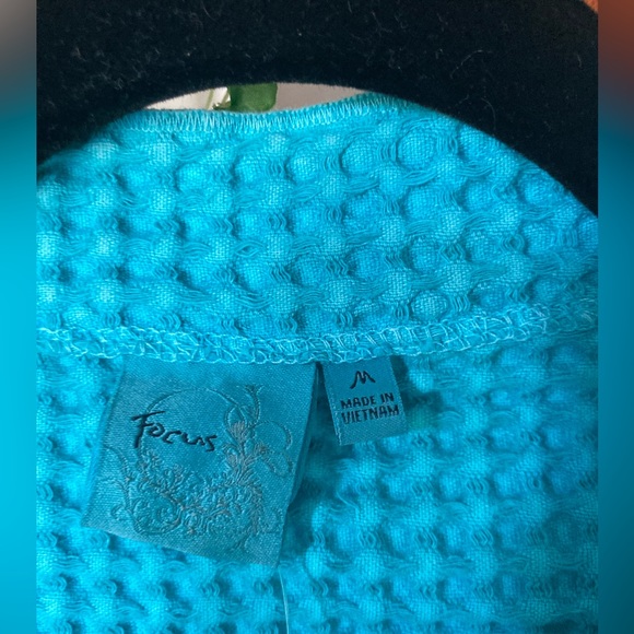 NWT FOCUS Waffle Swing Cardigan Jacket 100% preshrunk Cotton TURQUOISE M…Coastal - Picture 5 of 15